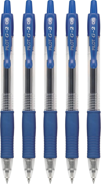 PILOT G2 Premium Refillable and Retractable Rolling Ball Gel Pens, Extra Fine Point, Assorted Color Inks, 5-Pack (31300)