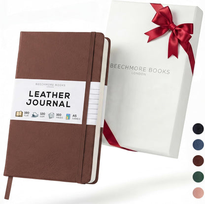 BEECHMORE BOOKS Large Lined Journal Notebook, 8.5" x 11.5" (A4) Hardcover Vegan Leather Executive Diary for Work, Thick 120gsm Paper, Lay-Flat Binding, Gift Box