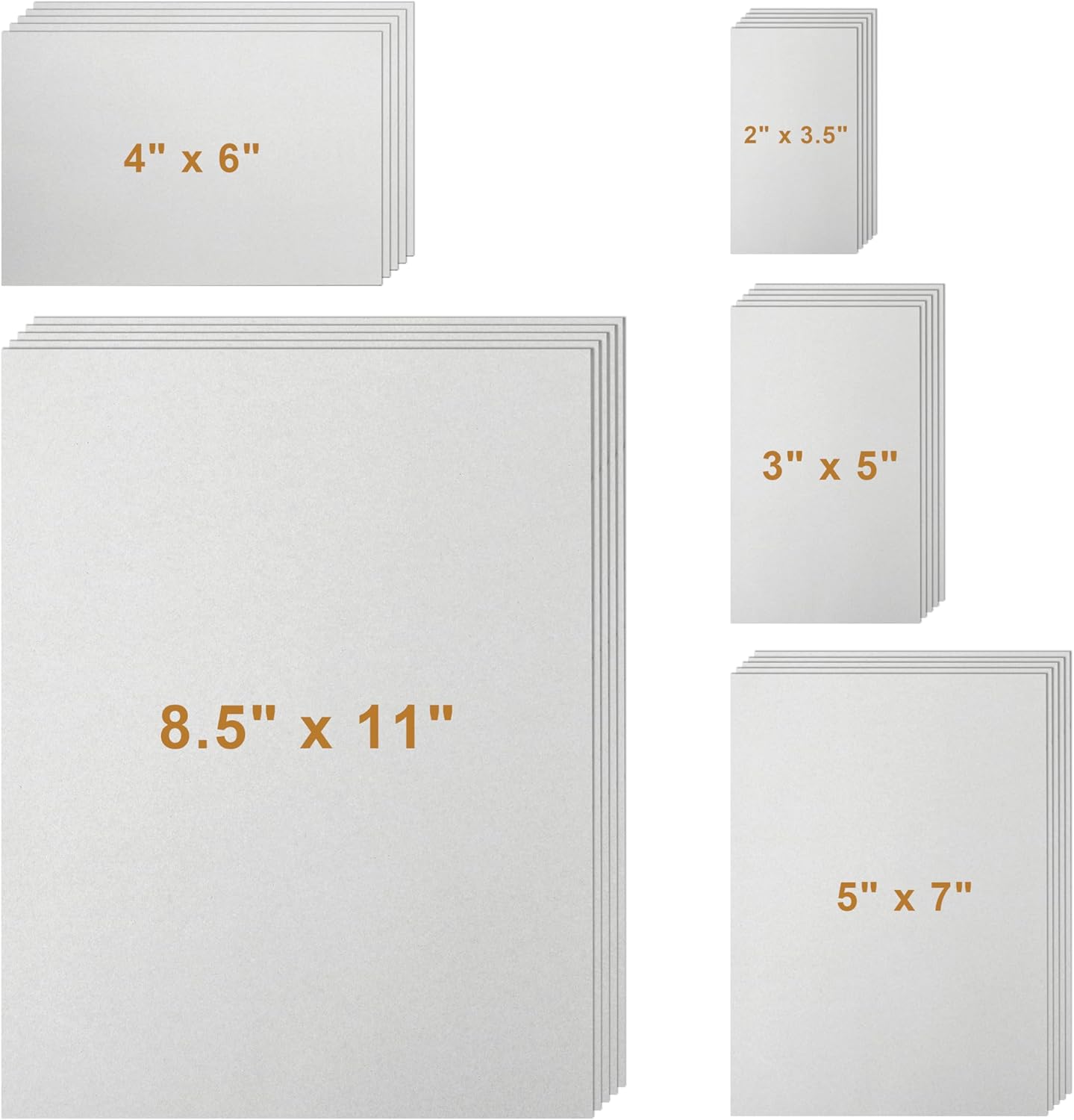 Silunkia 100 Sheets White Cardstock 5 Assorted Sizes Craft Paper, 200gsm/75lb White Card Stock Certificates Paper for DIY Cards Making, Business Cards, Wedding Invitations, School Crafting, Menus