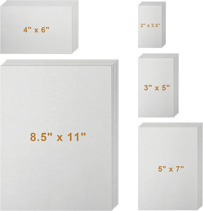 Silunkia 100 Sheets White Cardstock 5 Assorted Sizes Craft Paper, 200gsm/75lb White Card Stock Certificates Paper for DIY Cards Making, Business Cards, Wedding Invitations, School Crafting, Menus