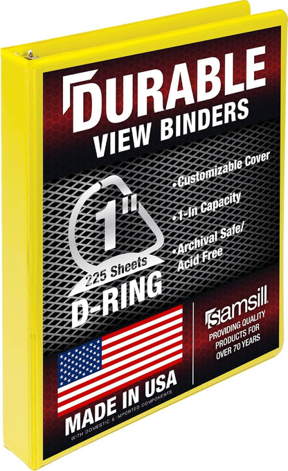 Samsill Durable 4 inch 3 Ring Binder, D Ring Binder, 100% Recycled Chipboard, Black, 2 Pack