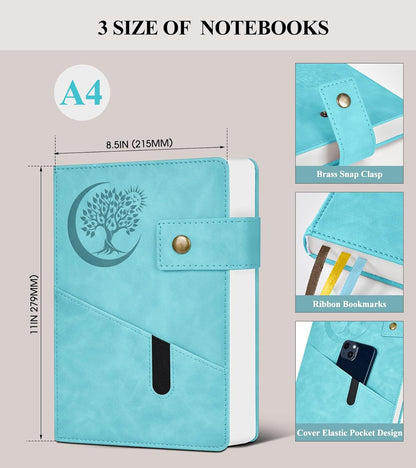 PAIBAS A5 Leather Journal Notebook, 365 Pages Thick Hardcover Lined Journal for Men & Women, Medium 5.9" x 8.4" College Ruled Notebooks for Work, School, Travel, Business,Note Taking,Writing Diary
