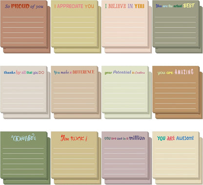 Yinder 48 Pcs Inspirational Sticky Notes Cute Motivational Sticky Notes Pad End of Year Employee Appreciation Gifts Bulk for Teacher Nurse Coworkers Office Supplies 3 x 3'' (Thank You,Dark Color)