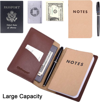 Wisdompro Journal Cover, 2 Pack PU Leather Notebook Cover for Field Notes, or other 3.5" x 5.5" Pocket Notebooks - Blue