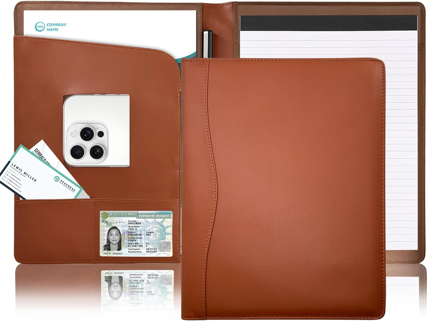 Padfolio Portfolio Organizer Legal Pad Holder Padfolio Folder Leather Portfolio Storage Clipboard Notepad with Cover for Letter Size A4 Writing Pad for Business and School Office