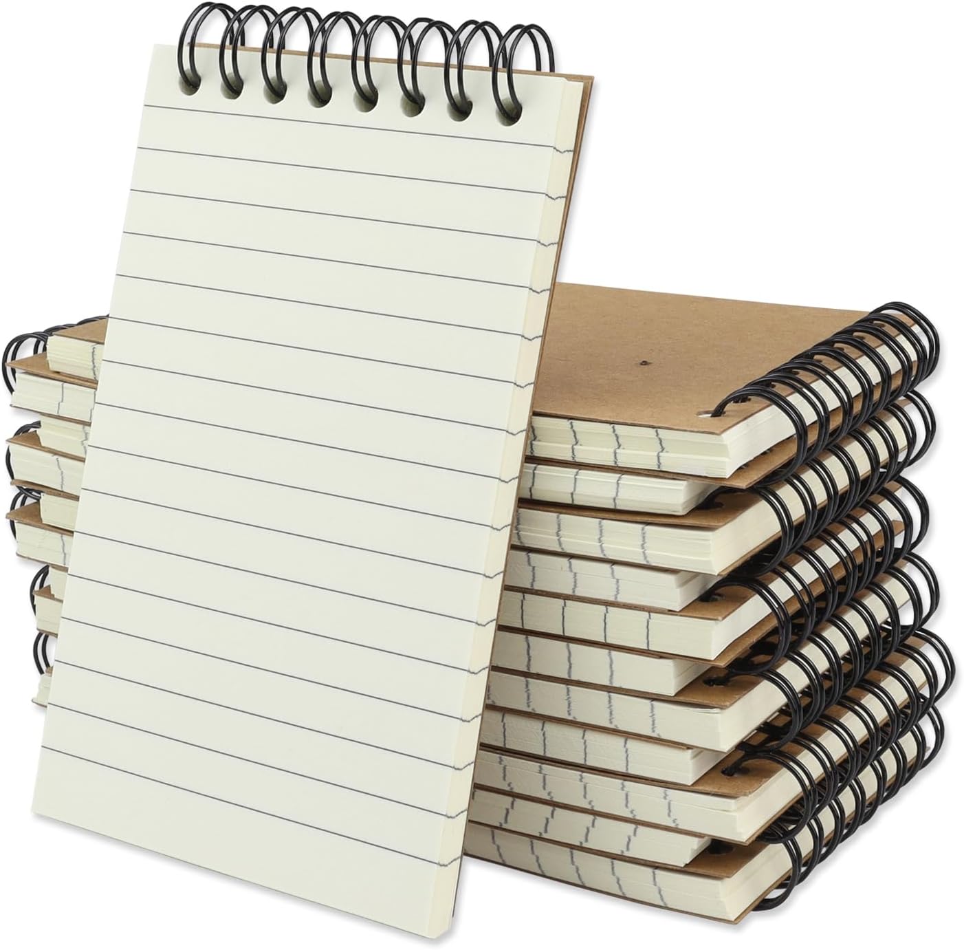 12 Pack Pocket Notebooks, 3x5 Small Notepads, Mini Spiral Notebooks, 60 Sheets/120 Pages,Lined College Ruled Paper, Memo Pads for Home, Office, School or Travel (Kraft)