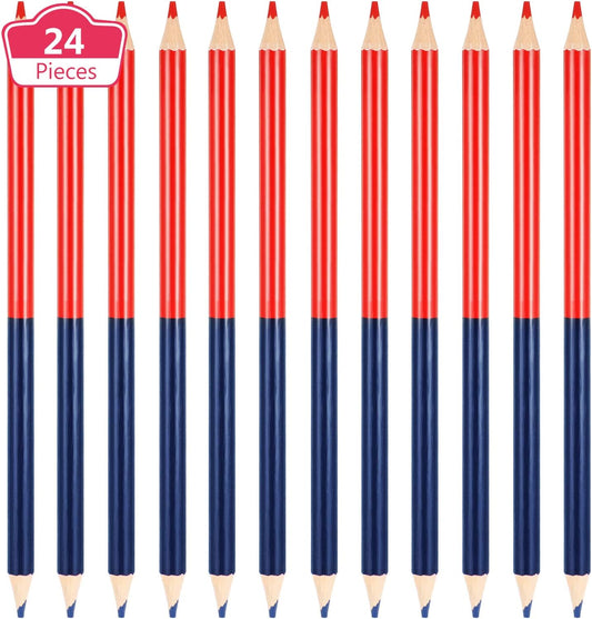 Zhanmai 48 Pieces Red and Blue Colored Pencils Double Ended Checking Pencils Bulk Pre Sharpened Erasable 2 HB for Checking Map Coloring Tests Grading for Office Teacher
