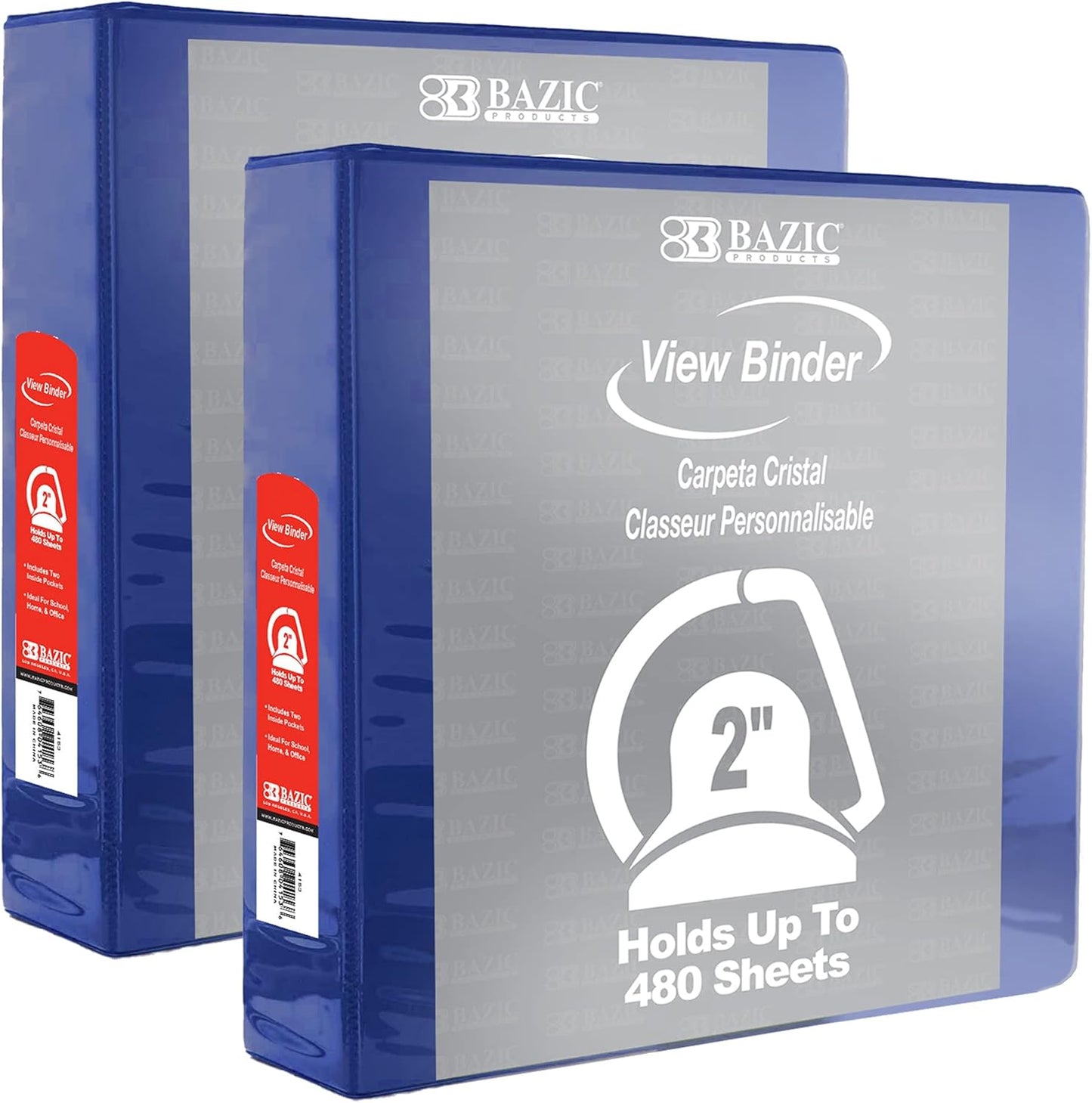 BAZIC Products 3 Ring Binder 2" View Binders Slant D Ring Organizer - Burgundy, Hold 480 Sheets Paper, for School Office Home, 1-Count