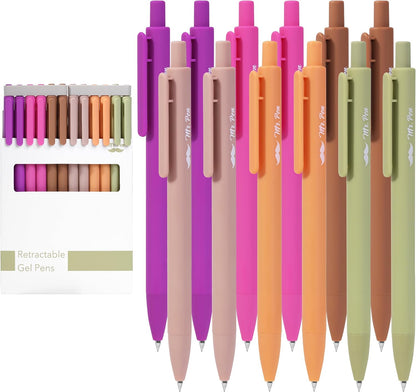 Mr. Pen- Retractable Gel Pens, 12 Pack, Colorful Ink, Fine Point 0.7mm, Fast Dry, Smooth Writing, Cute Pens for Drawing, Writing Planner and School Supplies