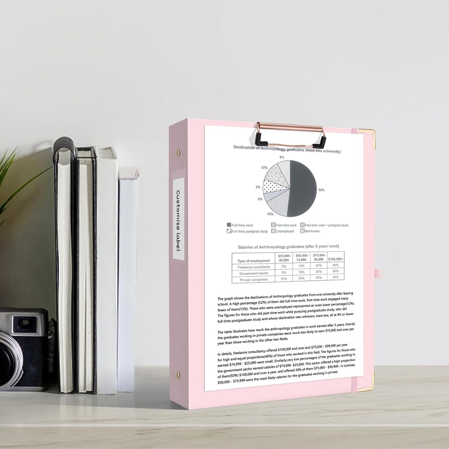 Ospelelf Binder 3 Ring 1 Inch, Floral Round Ring Clipboard Binder for Letter Size with 5 Tab Dividers, File Folder Labels, for School and Office Supplies