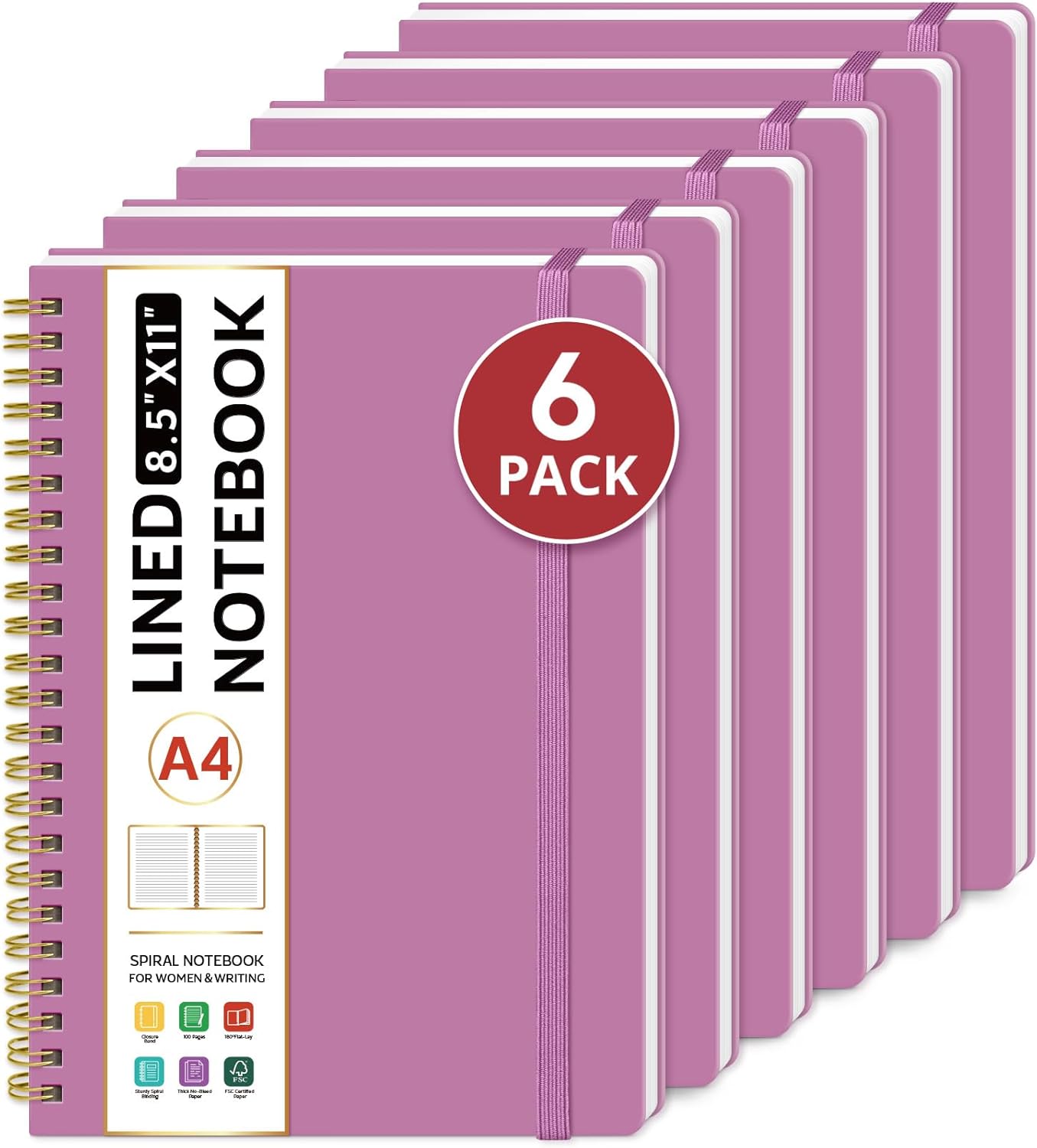 Taja Spiral Lined Notebook, 8.5"x11" Notebooks for Work, Large A4 Journal for Women & Men, College Ruled Journaling Notebook for Writing, Plastic Cover Spiral Journal, Green