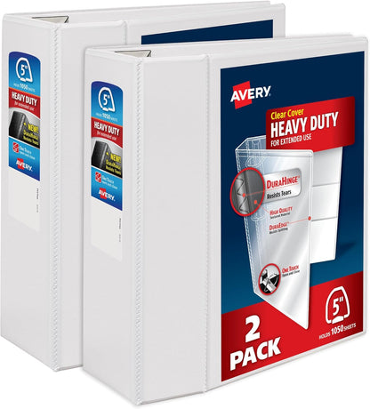 Avery Heavy-Duty View 3 Ring Binder, 3" One Touch EZD Rings, 670-Sheet Capacity, 3.5 Inch Wide Spine, Great for Home, School Supplies, Office, or Organization Needs, 1 White Binder (79193)