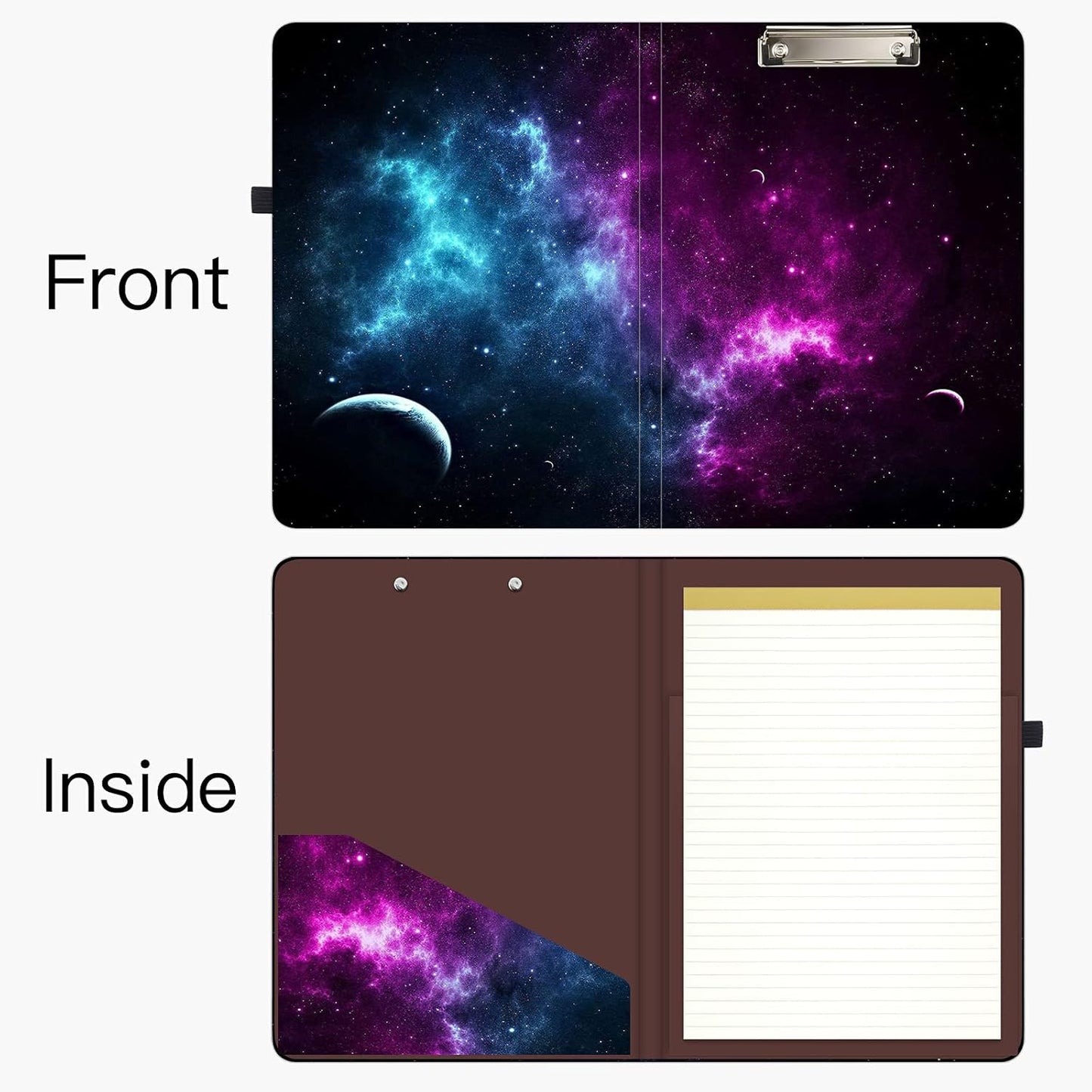 Hongri Clipboard Folio with Refillable Lined Notepad and Interior Storage Pocket for Students, Classroom, Office, Women, Man, Cute Custom Pattern, Size 12.8 x 9.2 in, Classic Flower