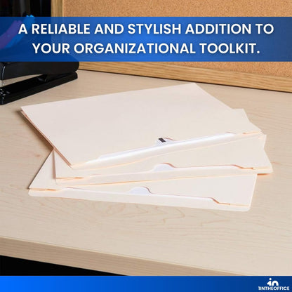 1InTheOffice File Jacket Folders, Manila, Letter Size, Reinforced Straight-Cut Tab, 1" Expansion, 50 Pack