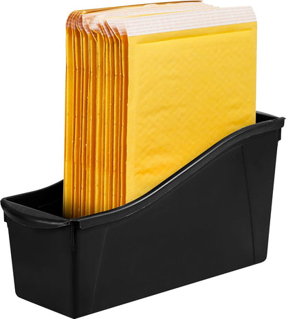Storex Large Book Bin, Interlocking Plastic Organizer for Home, Office and Classroom, STEM Assortment, 6-Pack