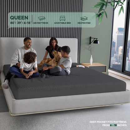 OhGeni 100% Waterproof Queen Size Mattress Protector,Soft Mattress Pad, Cooling Breathable Fitted Sheets,Washable Bed Cover,Non-Slip Deep Pocket,Noiseless for Bedroom