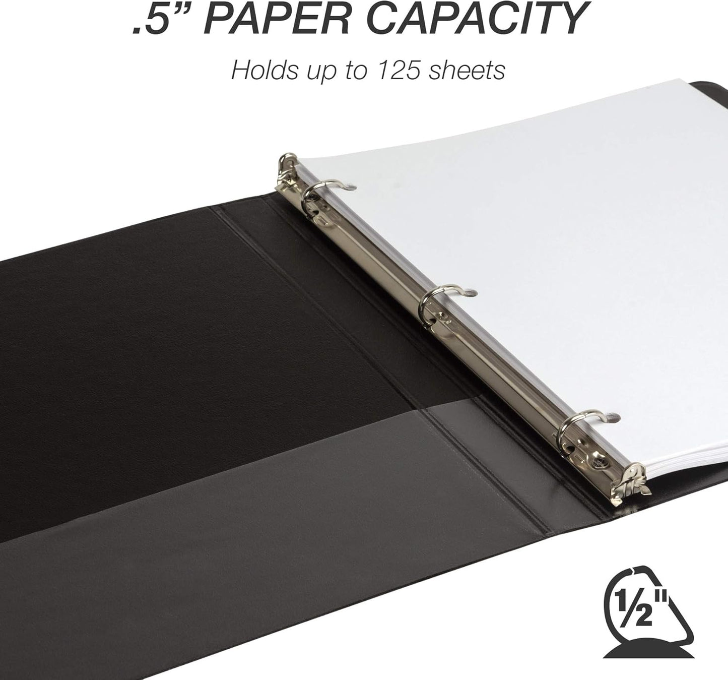 Samsill Durable 4 inch 3 Ring Binder, D Ring Binder, 100% Recycled Chipboard, Black, 2 Pack