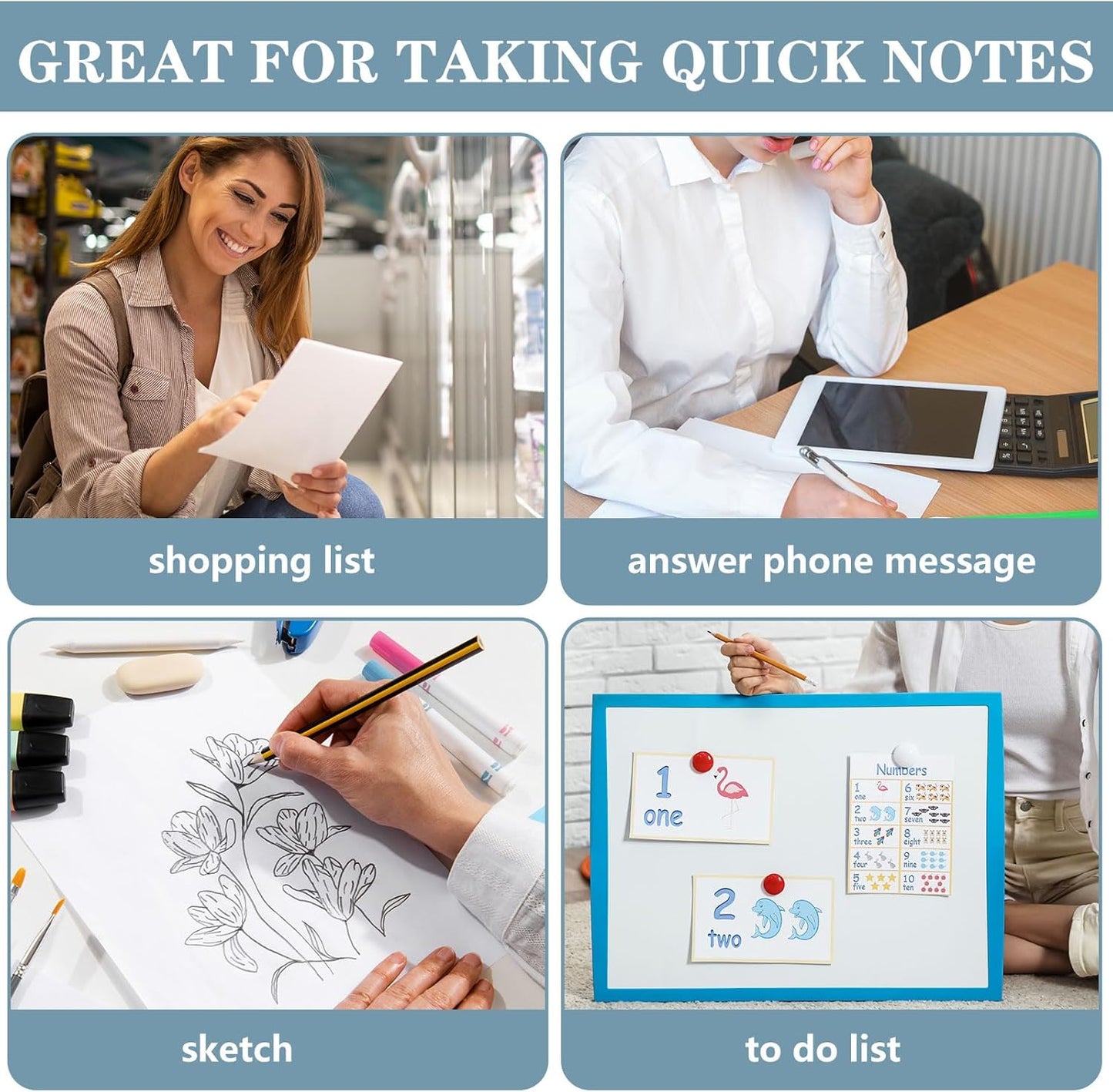 Whaline 5.5 x 8.5 Inch Blank Notepads 2 Pack White Scratch Pads 50 Sheets Each Pad Large Memo Pads with Cardboard Backing for Back to School Classroom Home Office Supplies