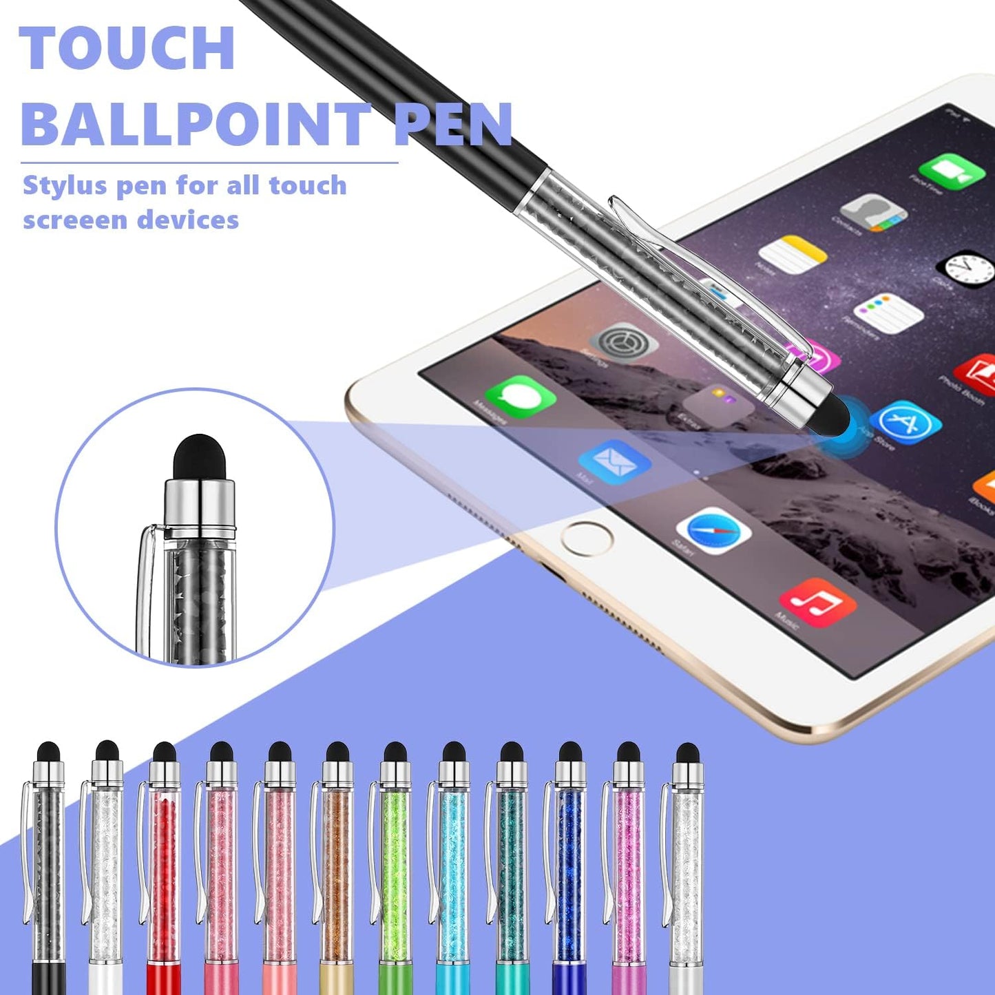 MengRan 2.75'' Mini D1 Ballpoint Ink Pen Refills for Twist Pens, Compatible with Swarovski Pen Refills (Blue Ink,Pack of 10)