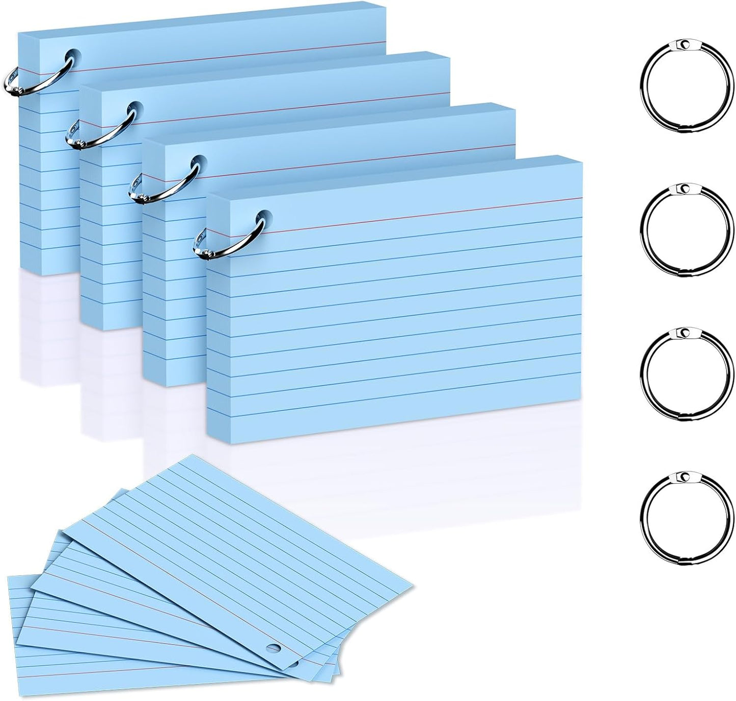 200 Count 3 x 5 Inch Purple Index Cards with Binder Rings, Lined & Blank Study Cards, Thick Cardstock Flash Cards for Students & Teachers, Color-Coded Notecards for School, Home, Work