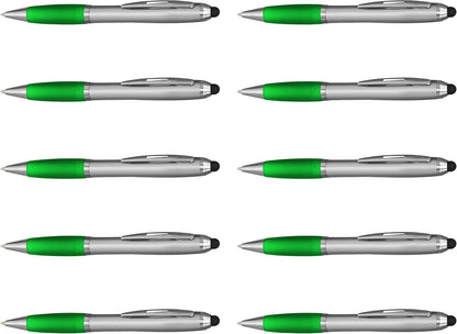 DISCOUNT PROMOS Custom Stylus Ballpoint Pens Set of 10/50/100, Personalized Bulk Pack - Black Ink, Great for Office, School, Business, Tradeshows, Events - Purple