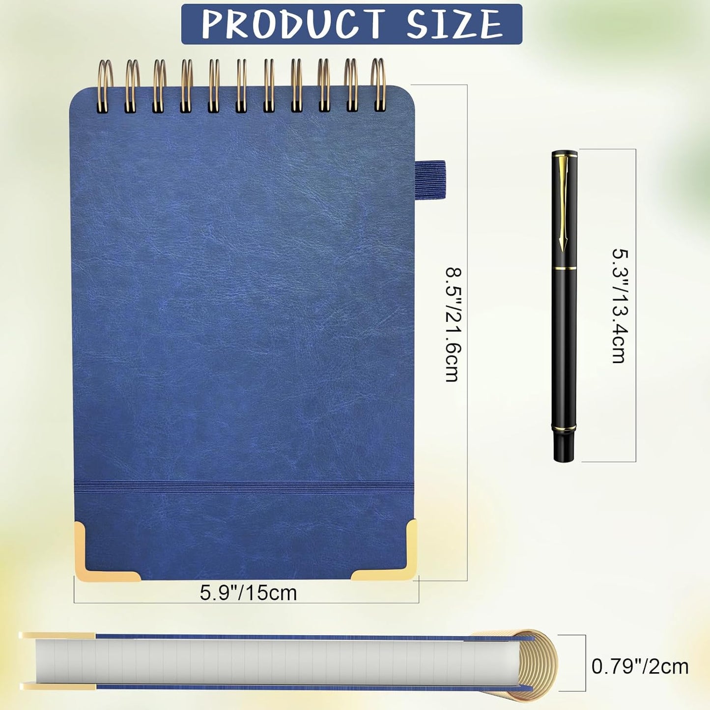 A5 Top Spiral Notebook, Large Leather Hardcover Top Bound Steno Pads, 240 Pages 100 gsm Thick Lined Paper Left Handed Notebook Journal for Work, School, Meeting Writing - Brown, 5.9" x 8.5"