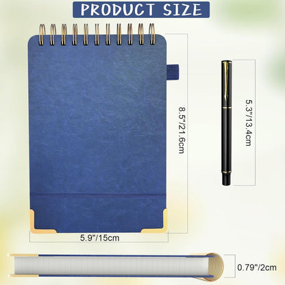 A5 Top Spiral Notebook, Large Leather Hardcover Top Bound Steno Pads, 240 Pages 100 gsm Thick Lined Paper Left Handed Notebook Journal for Work, School, Meeting Writing - Brown, 5.9" x 8.5"
