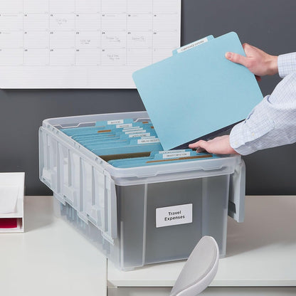 STAPLES Plastic File Box with Snap Lid, Letter/Legal Size, Clear, 4/Carton