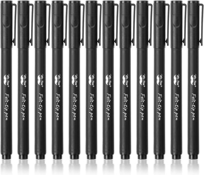Mr. Pen- Felt Tip Pens, Fine Point, 12 Pack, Blue and Black Inks, Fast Drying, No Smear, Bible Journaling Pens No Bleed-Through for Planners, Sketching, Writing