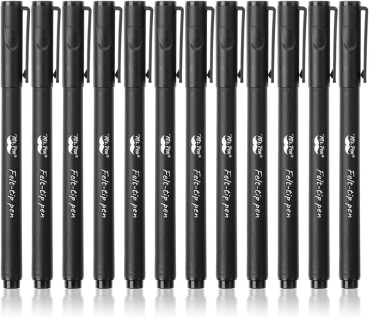 Mr. Pen- Felt Tip Pens, Fine Point, 12 Pack, Blue and Black Inks, Fast Drying, No Smear, Bible Journaling Pens No Bleed-Through for Planners, Sketching, Writing