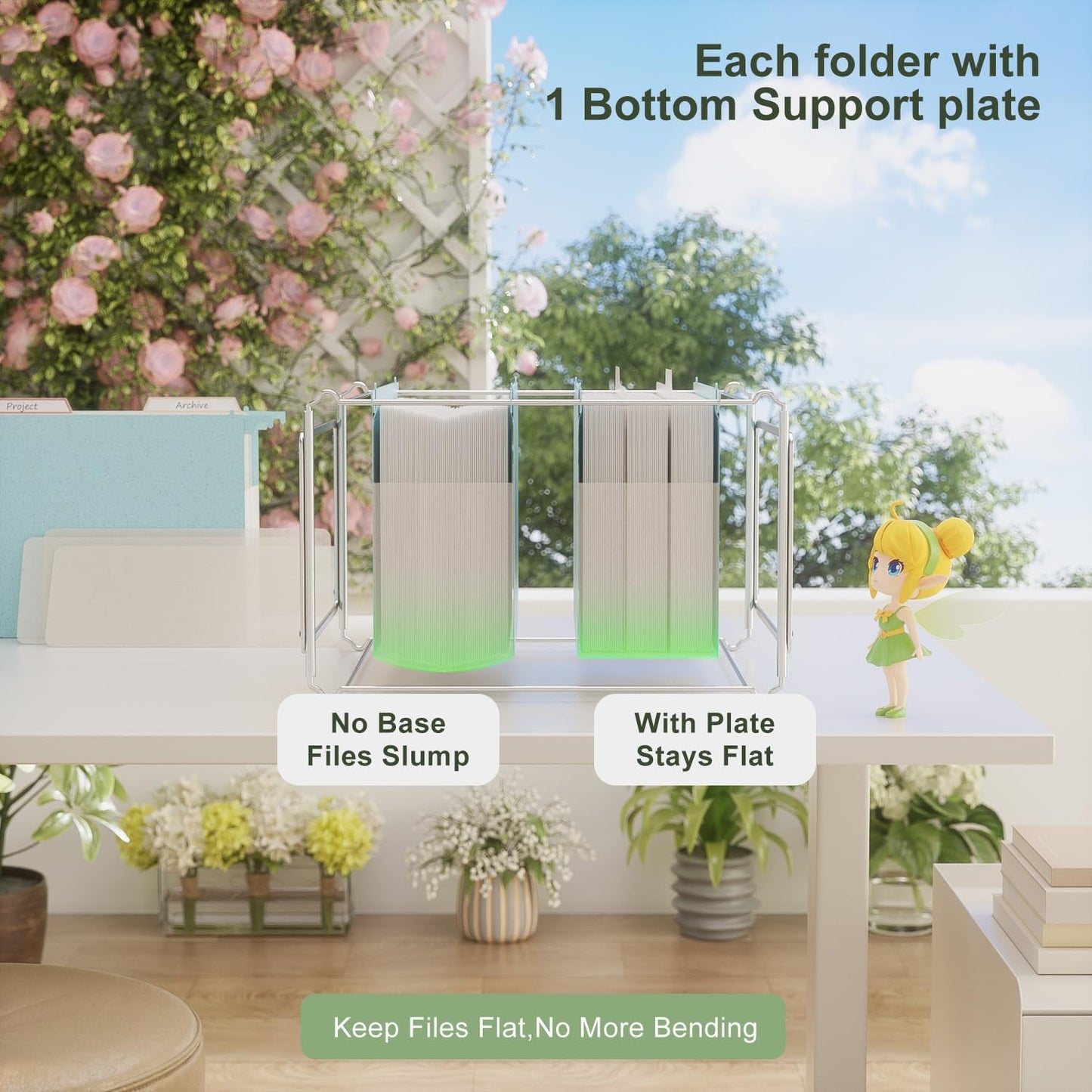 Extra Capacity Hanging File Folders, 3.15" Reinforced Wheat Straw Expanding Hanging Folder Letter Size, Heavy Duty for Filing Cabinets, File Organizer for Office & Home-Sky Blue-3 Packs