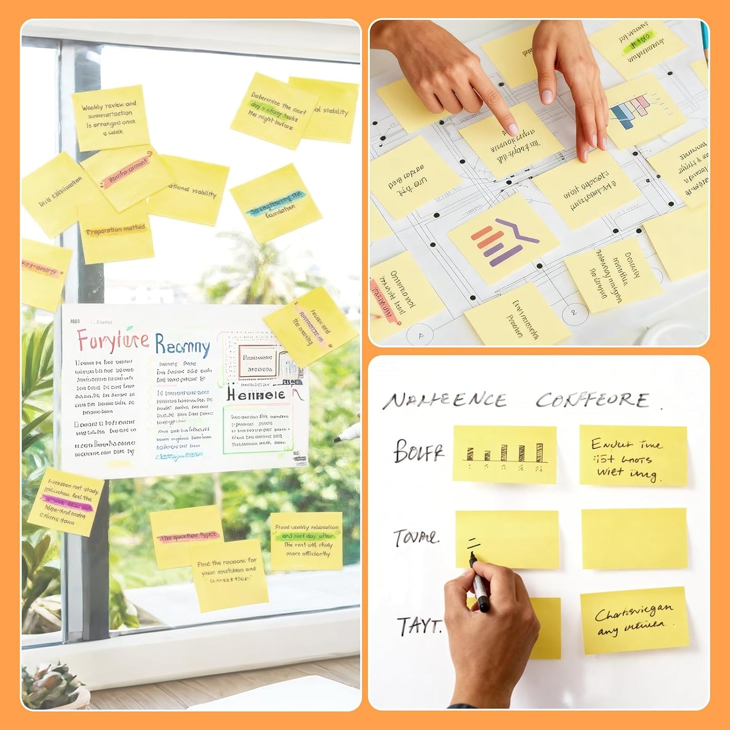 480 Sheets 3 in x 5 in Large Sticky Notes, 76 x 127 mm 6 Pads Assorted Self-Stick Pads for Notebook,Office,School and Home,80 Sheets/Pad (6 Pads Brillant)