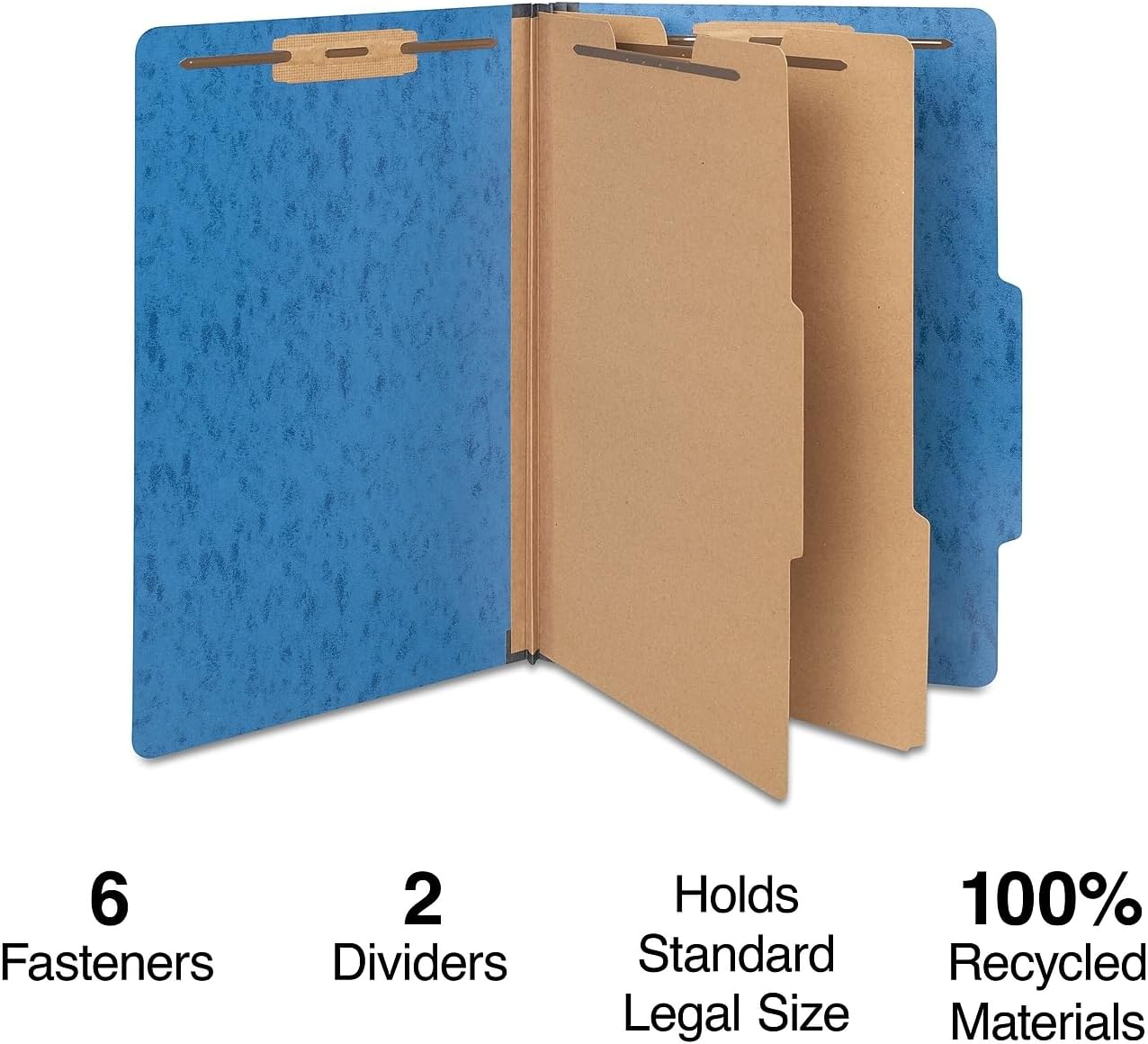 Staples Moisture‑Resistant Classification Folder, Legal Size, 2 Dividers, 2.5″ Expansion, Dark Blue Pressboard, Durable Construction, 20/Carton