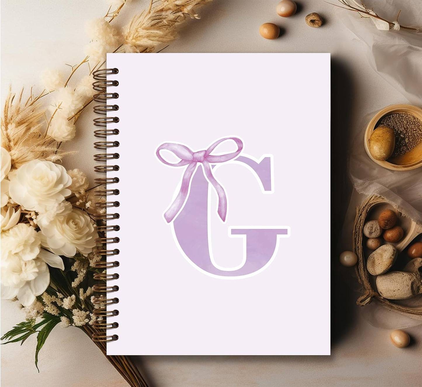 Blue Bow Journal Notebook for Girls,Initial H Journals Personalized Diary Gifts for Teen Girl Kids,Monogrammed Gifts for Women,Trendy Coquette Cute Hardcover Spiral Notebook 5.5 x 8.3 - Colors B