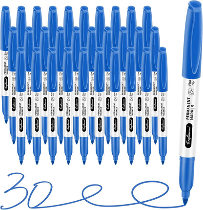 Black Ultra Fine Point Permanent Markers, Extra Fine Tip, Quick Drying and Waterproof, Fade Resistant Perfect on Paper, Glass, Metal, Plastic, Wood, Office & School Use, 30 Pack