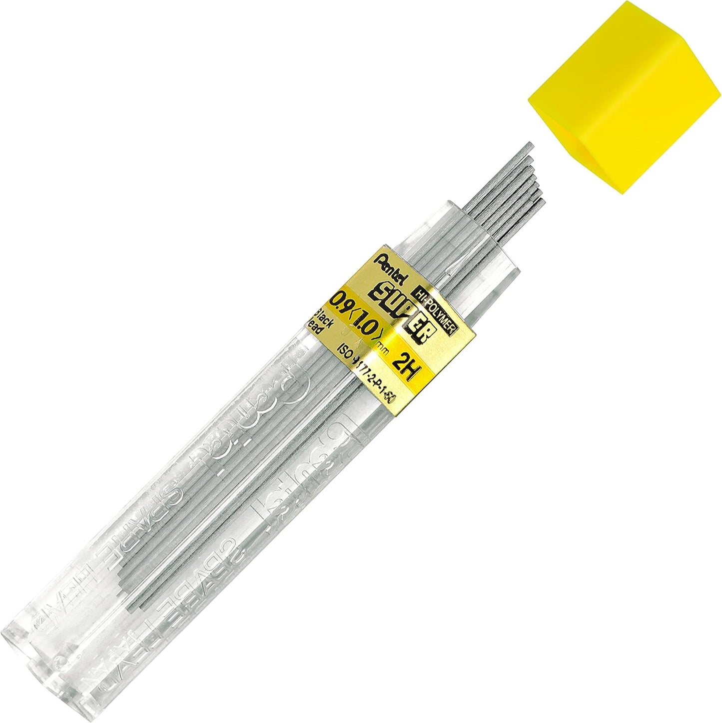 Pentel Super Hi-Polymer Lead Refill, (0.9mm) Thick, 2B, 180 Pieces of Lead, 12 Tubes of Lead (50-9-2B)