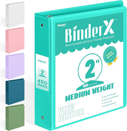 BinderX Extra Durable 3 Ring Binder, Round Rings 1 Inch Binder, Fits 175 Sheets of 8.5x11 Paper, Customizable View Cover with Inside Pockets, Cute 1" Binders, 1 Inch Binders 3 Ring, Pink