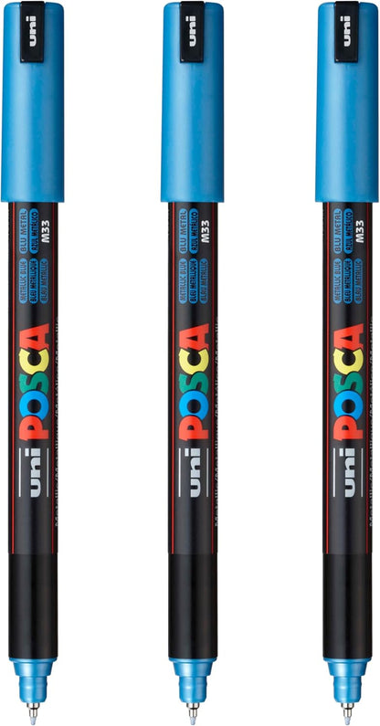posca PC-1MR Water-Based Paint Markers, Extra Fine Tip (0.7mm), White, 3 Count