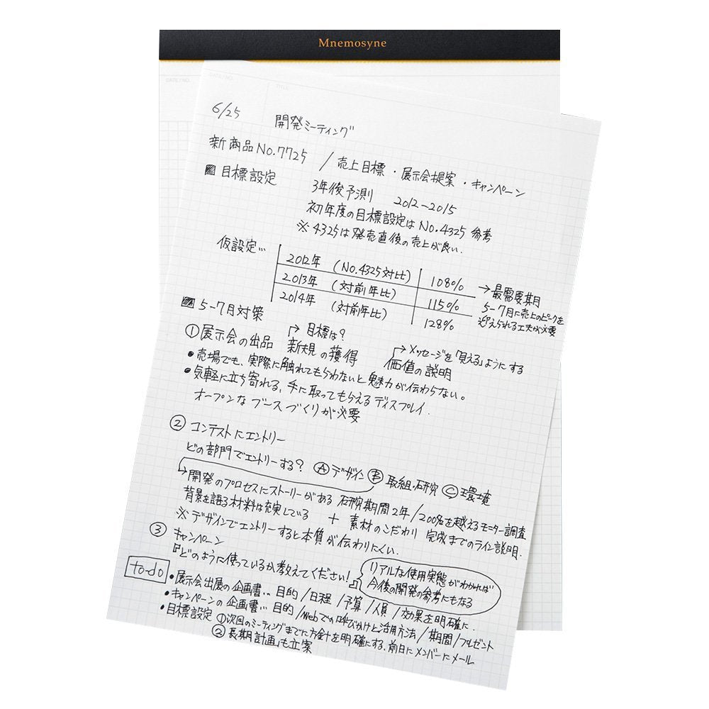 Maruman Mnemosyne Stapled Grid Notepad- A4, 8.27" x 11.69", 70 Sheets / 140 Pages, 5mm Graph Paper Notepad, Perforated Pages, Vertical Binding, With Quality Paper Made in Japan