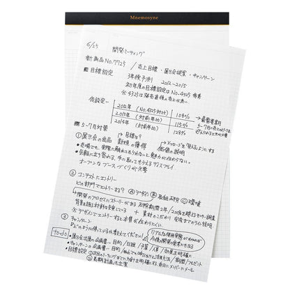 Maruman Mnemosyne Stapled Grid Notepad- A4, 8.27" x 11.69", 70 Sheets / 140 Pages, 5mm Graph Paper Notepad, Perforated Pages, Vertical Binding, With Quality Paper Made in Japan