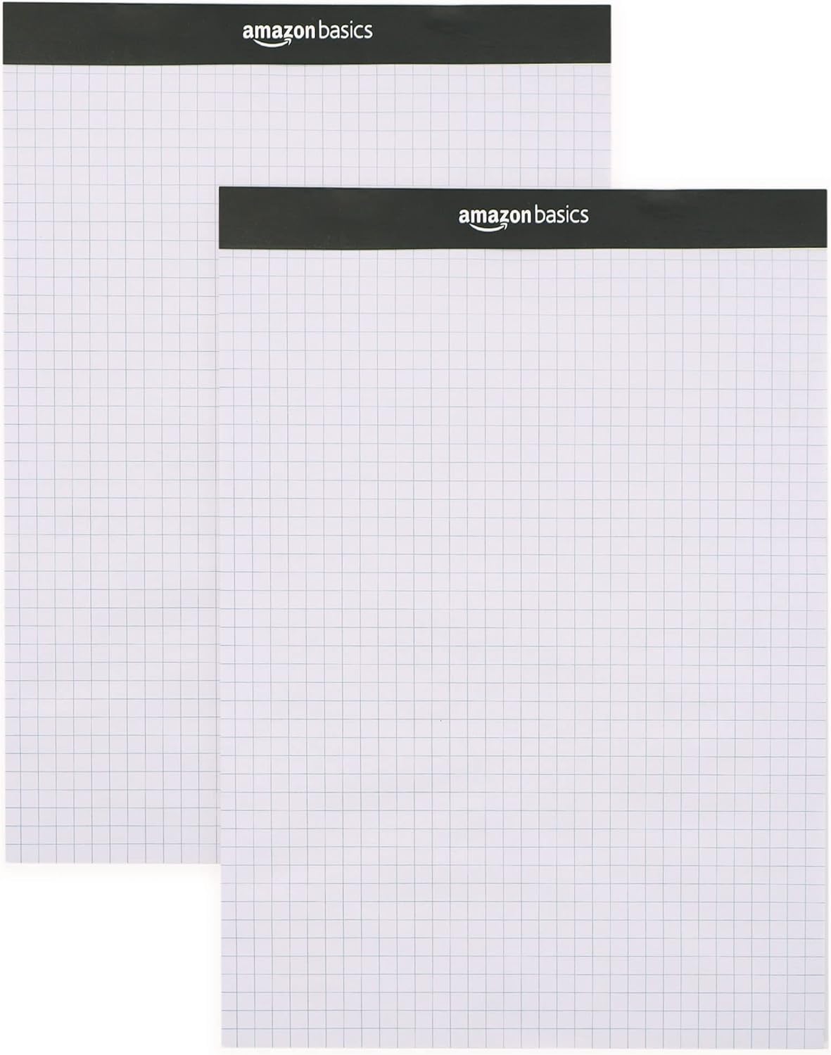 Amazon Basics Quad-Ruled Graph Paper Pad with Sturdy Back, Perforated, 8.5" x 11.75", White, 100 Sheets/Pad, 2-Pack