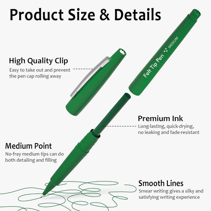 Lelix Felt Tip Pens, 30 Black Pack, 0.7mm Medium Point, Felt Tip Markers Pens for Journaling, Writing, Note Taking, Planner, Perfect for School Office and Art Supplies