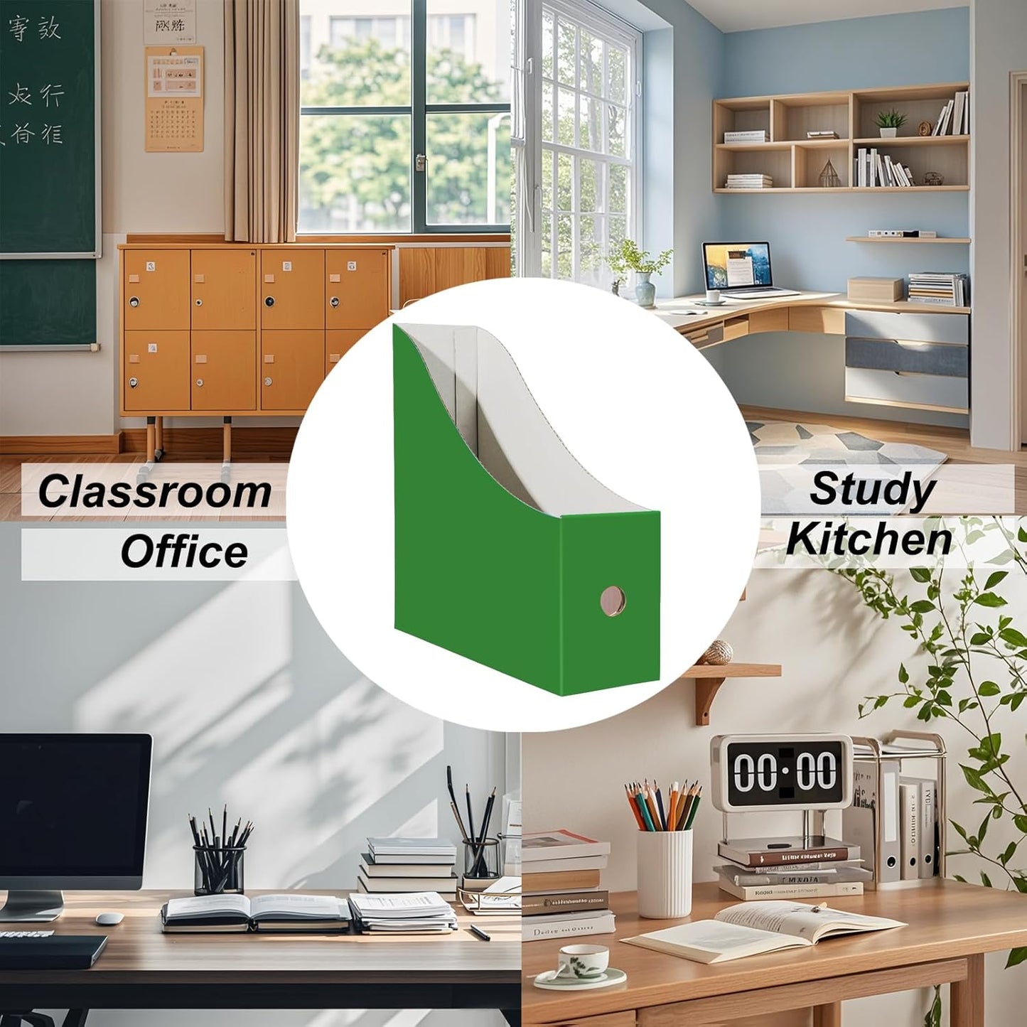 Limitliho 2 Pack Black Cardboard Magazine File Holder for Desktop, Book Bins for Classroom Library, Office or Home, Vertical Paper Boxes for Storage with Label(10.6" H x 10.2" L x 3.5" W in)