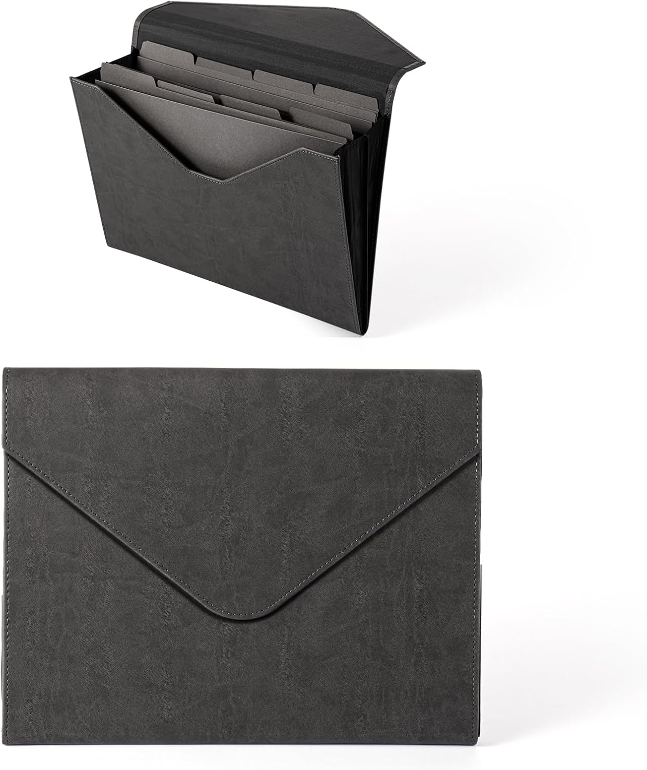 Heture PU Leather Heavy-Duty Expanding File Folder, A5/US Letter Size Document Organizer with 8 Paper File Folders, 4-1/2 Inch Expansion, Black – for Office, Auto Shop, School Paperwork.