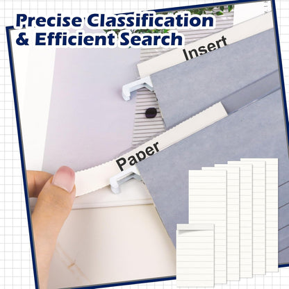 100 Pcs Hanging File Folder Paper Inserts 3-1/2 Inch Off White Blank File Tab Inserts Thick Cardstock for Hanging Folder (3.5×0.6 inch)(No Tab Included)