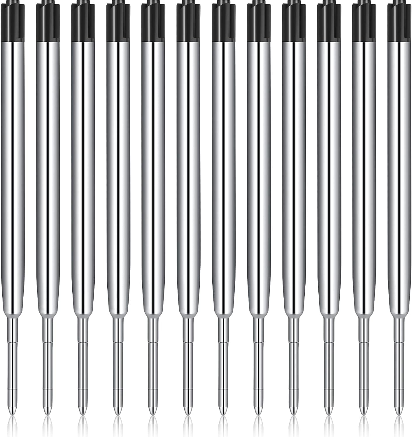 12 Pieces Pen Refills Blue Ink 1.0mm Medium Point Metal Ballpoint Refill Smooth Writing Pen Refills Replacement Refills for Retractable Ballpoint Pen School Office Supplies (Blue)