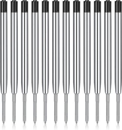 12 Pieces Pen Refills Blue Ink 1.0mm Medium Point Metal Ballpoint Refill Smooth Writing Pen Refills Replacement Refills for Retractable Ballpoint Pen School Office Supplies (Blue)
