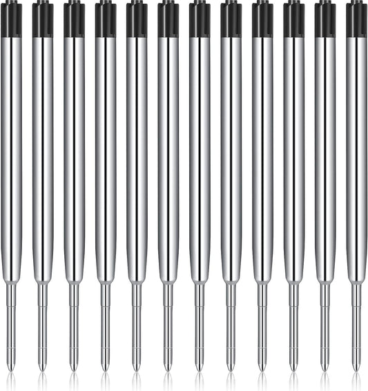 12 Pieces Pen Refills Blue Ink 1.0mm Medium Point Metal Ballpoint Refill Smooth Writing Pen Refills Replacement Refills for Retractable Ballpoint Pen School Office Supplies (Blue)
