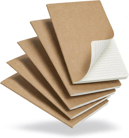 8 Pack Kraft Notebooks Bulk A5, 60 Pages Lined Ruled Journals, 8.3x5.5 Inches, Natural Kraft Cover Composition Notebooks for School Office Students Artists
