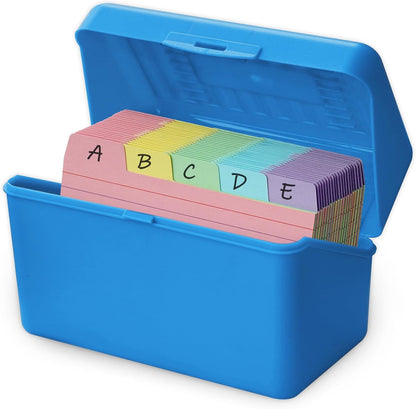 Olivo 4x6 Index Card Holder Box with 100 Cards Dividers Tabs 4"x 6", Blue